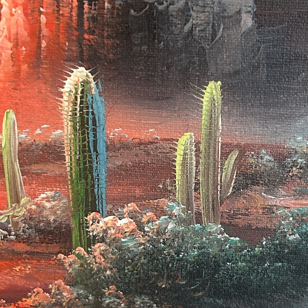 Vintage Bernard Duggan Desert Sunset Framed Oil Painting Early Works 1970’s - Picture 11 of 16